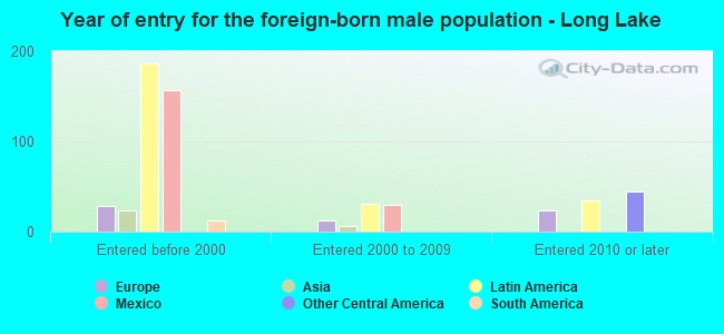 Year of entry for the foreign-born male population - Long Lake