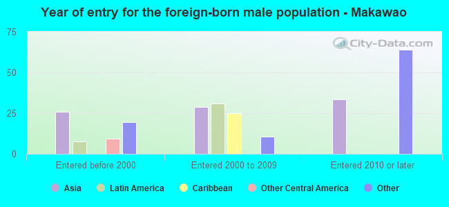 Year of entry for the foreign-born male population - Makawao