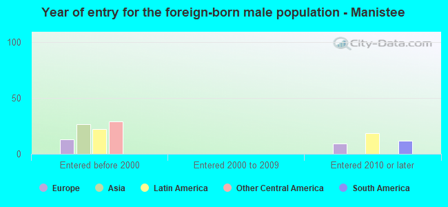 Year of entry for the foreign-born male population - Manistee
