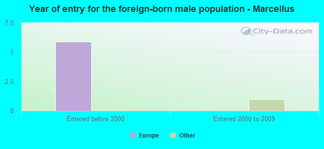 Year of entry for the foreign-born male population - Marcellus