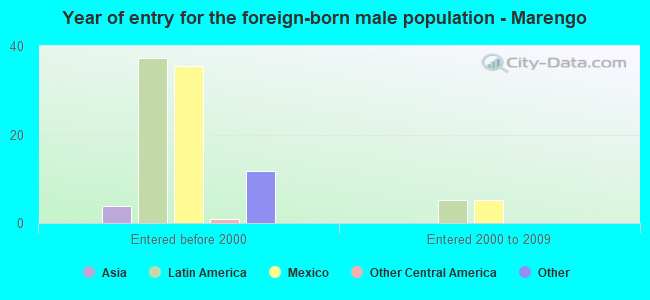 Year of entry for the foreign-born male population - Marengo