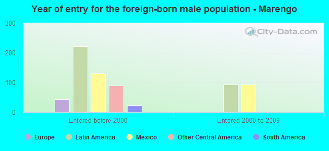 Year of entry for the foreign-born male population - Marengo