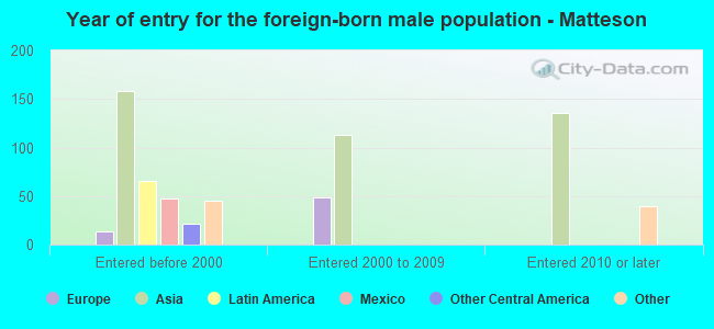 Year of entry for the foreign-born male population - Matteson