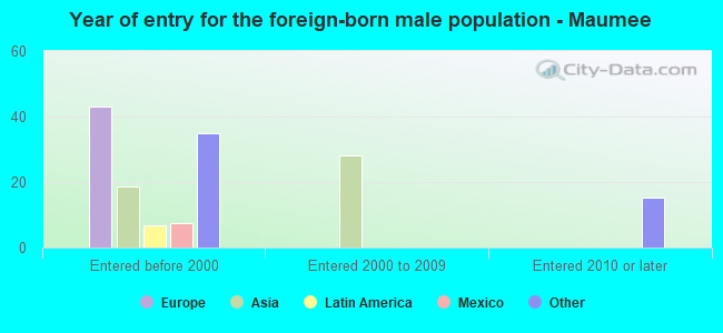 Year of entry for the foreign-born male population - Maumee