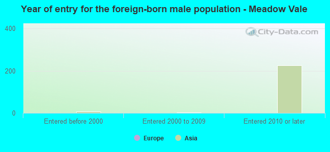 Year of entry for the foreign-born male population - Meadow Vale