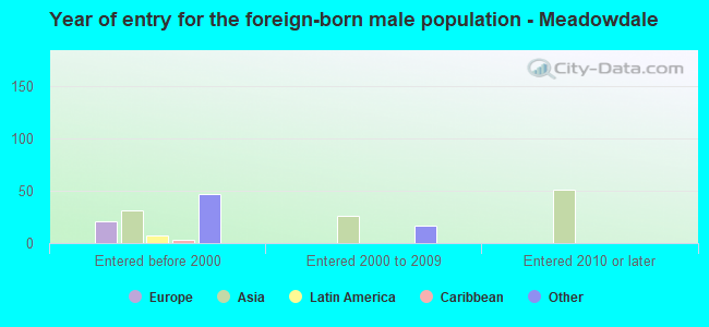 Year of entry for the foreign-born male population - Meadowdale
