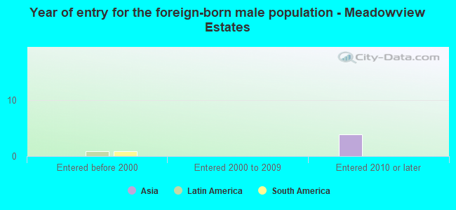Year of entry for the foreign-born male population - Meadowview Estates