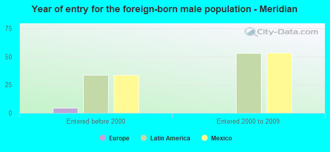 Year of entry for the foreign-born male population - Meridian