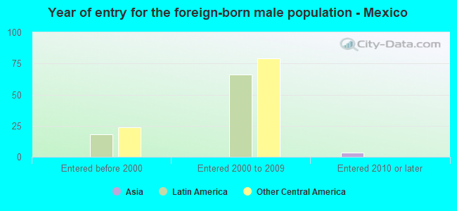 Year of entry for the foreign-born male population - Mexico