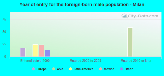 Year of entry for the foreign-born male population - Milan