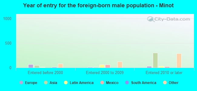 Year of entry for the foreign-born male population - Minot