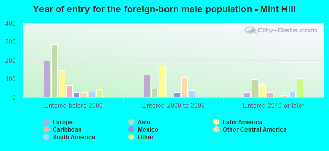Year of entry for the foreign-born male population - Mint Hill