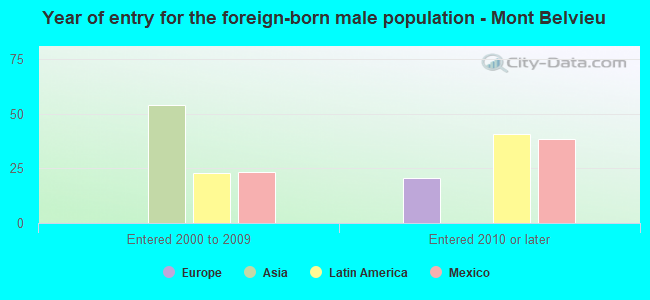 Year of entry for the foreign-born male population - Mont Belvieu