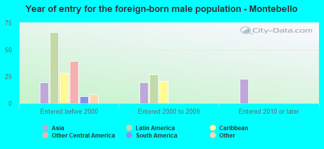 Year of entry for the foreign-born male population - Montebello