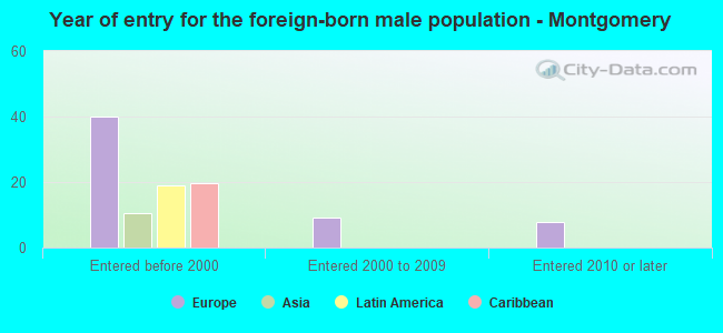Year of entry for the foreign-born male population - Montgomery