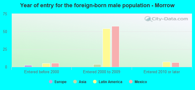 Year of entry for the foreign-born male population - Morrow