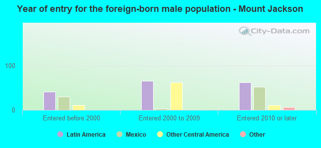 Year of entry for the foreign-born male population - Mount Jackson