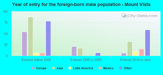 Year of entry for the foreign-born male population - Mount Vista