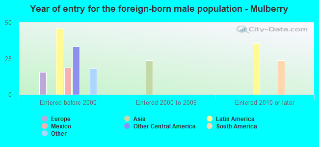 Year of entry for the foreign-born male population - Mulberry