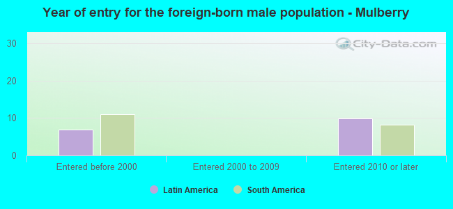 Year of entry for the foreign-born male population - Mulberry