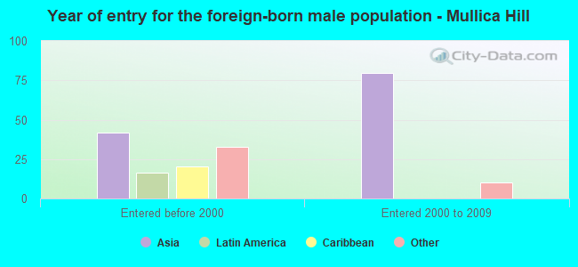 Year of entry for the foreign-born male population - Mullica Hill