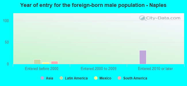 Year of entry for the foreign-born male population - Naples