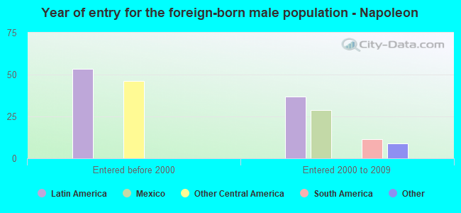 Year of entry for the foreign-born male population - Napoleon
