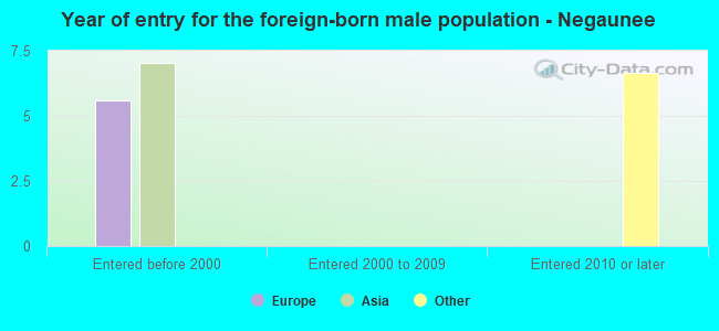 Year of entry for the foreign-born male population - Negaunee