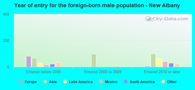 Year of entry for the foreign-born male population - New Albany