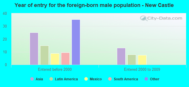 Year of entry for the foreign-born male population - New Castle