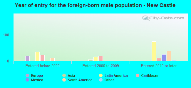 Year of entry for the foreign-born male population - New Castle