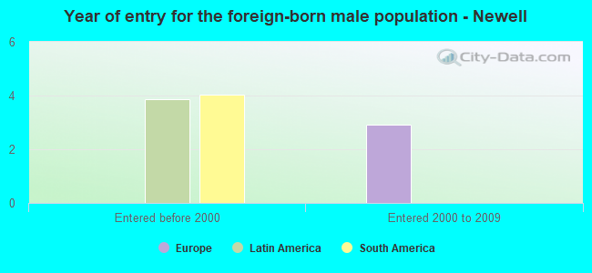 Year of entry for the foreign-born male population - Newell