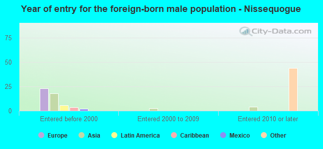 Year of entry for the foreign-born male population - Nissequogue