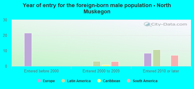 Year of entry for the foreign-born male population - North Muskegon