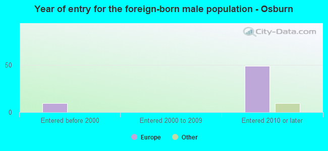 Year of entry for the foreign-born male population - Osburn