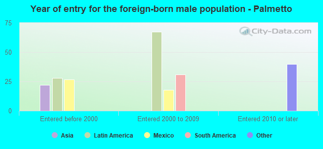 Year of entry for the foreign-born male population - Palmetto