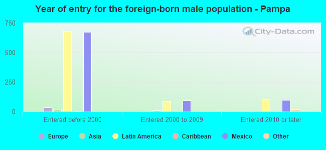 Year of entry for the foreign-born male population - Pampa