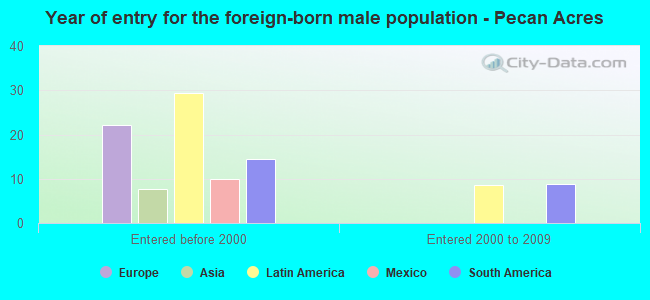 Year of entry for the foreign-born male population - Pecan Acres