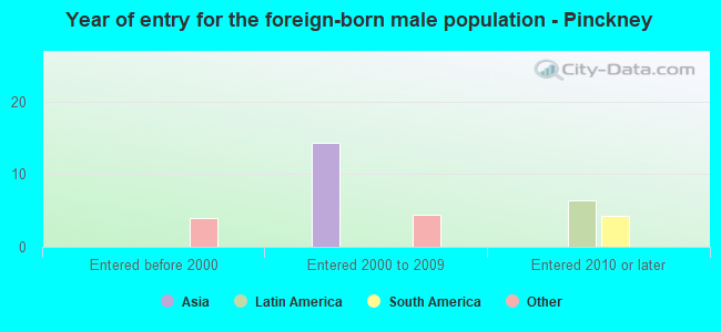 Year of entry for the foreign-born male population - Pinckney