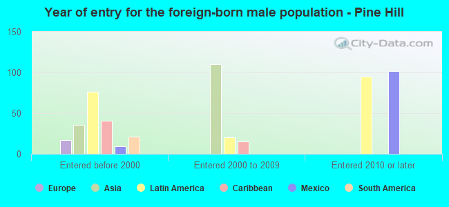 Year of entry for the foreign-born male population - Pine Hill