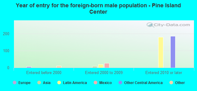 Year of entry for the foreign-born male population - Pine Island Center