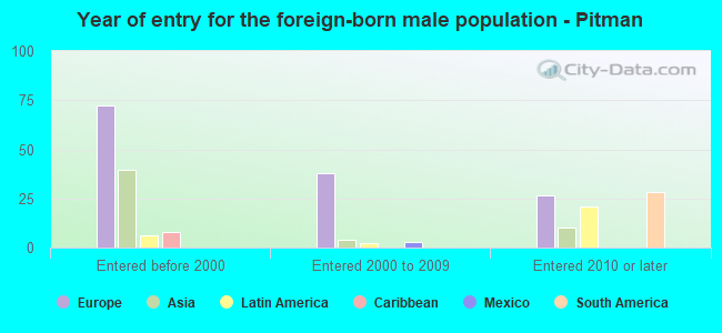 Year of entry for the foreign-born male population - Pitman