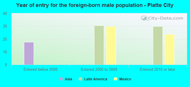 Year of entry for the foreign-born male population - Platte City