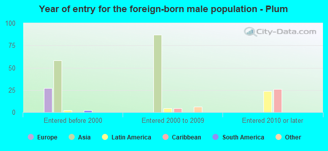 Year of entry for the foreign-born male population - Plum