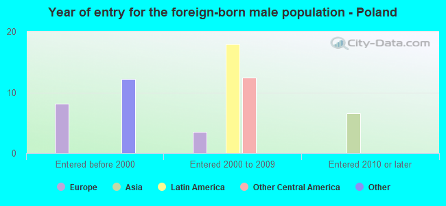 Year of entry for the foreign-born male population - Poland