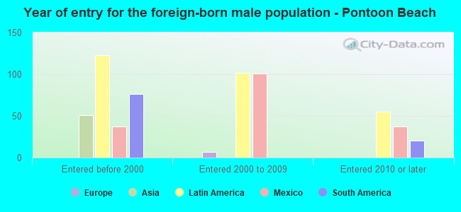 Year of entry for the foreign-born male population - Pontoon Beach