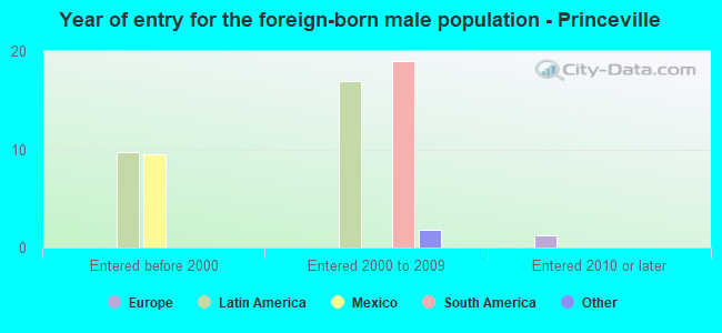Year of entry for the foreign-born male population - Princeville