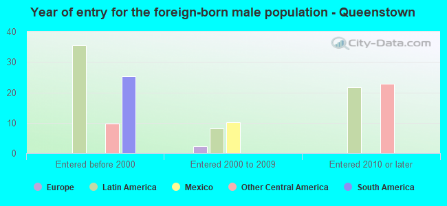 Year of entry for the foreign-born male population - Queenstown