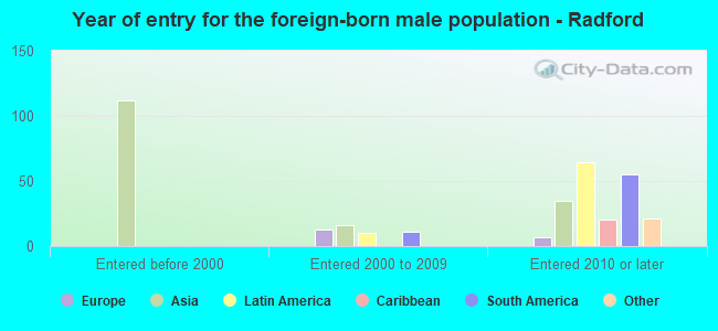 Year of entry for the foreign-born male population - Radford