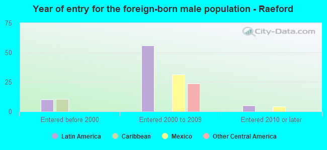 Year of entry for the foreign-born male population - Raeford